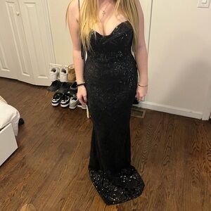 Windsor Black Sequin Prom Dress